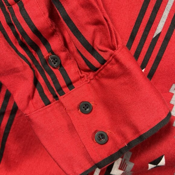 Roper Border Western VTG 90s Shirt Red & Black Aztec Striped Mens XL USA - Picture 12 of 16